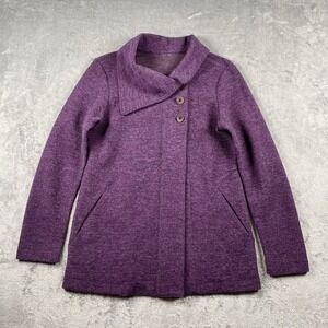 Ibex Sweater Womens Sz S Purple Reese Cardigan Jacket Merino Wool Coatigan